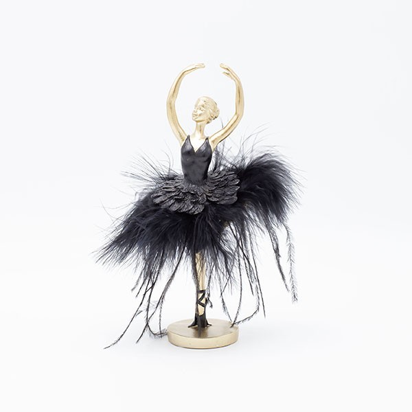 BAILARINA DE POLIRESINA, PIRUETA, CON VESTIDO NEGRO, 14X13X21,7CM