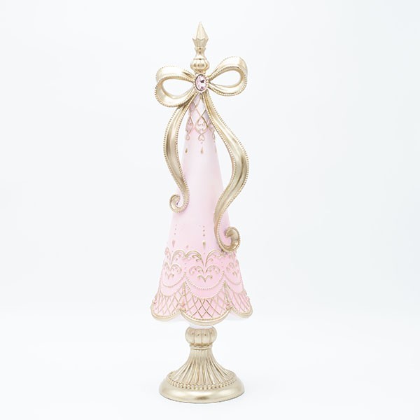  ÁRBOL DE POLIRESINA, DEGRADADO ROSA, CON LAZO, 12,5X12,5X45,8CM