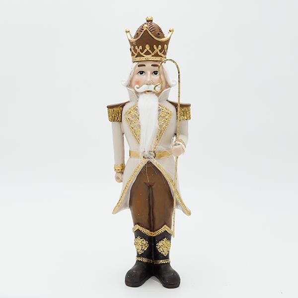 CASCANUECES DE POLIRESINA CON CORONA, COLOR BEIGE, 9,5 X 30,5 CM