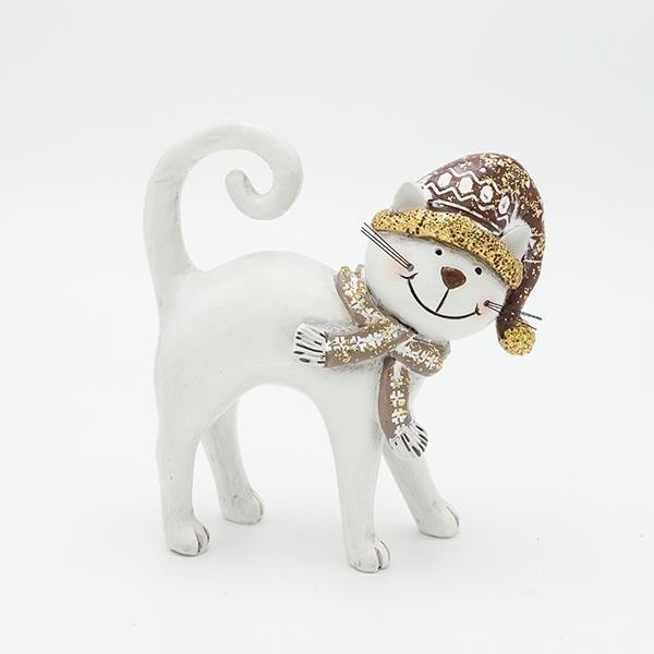 GATO DE POLIRESINA, BLANCO, 13,5X14,5CM