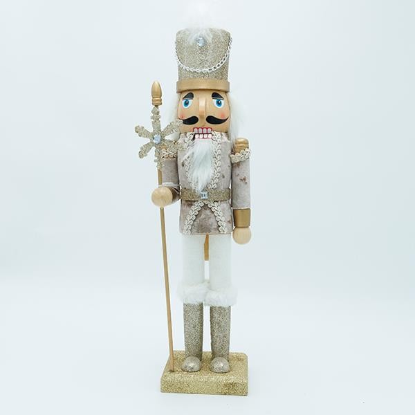 CASCANUECES, CHAMPÁN BLANCO, CON CETRO Y COPO DE NIEVE, 10X38CM