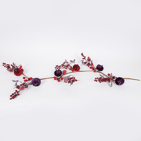 GUIRNALDA CON CALABAZAS COLOR BURDEOS Y MORADO OSCURO, 120 CM