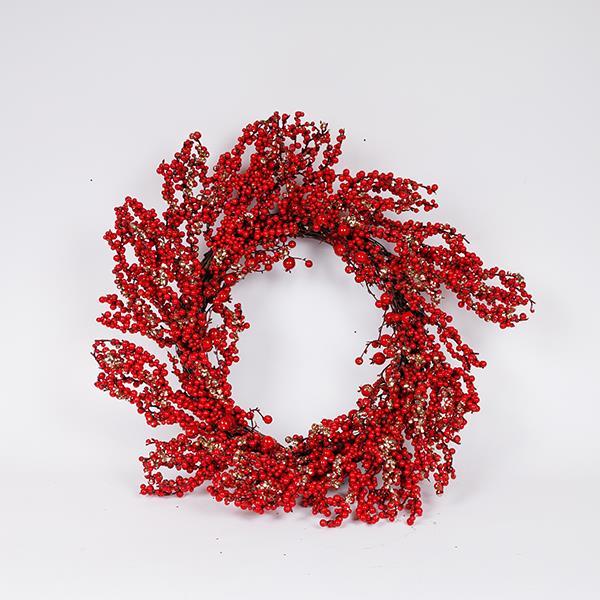 CORONA DE FRUTOS ROJOS Y CHAMPÁN, 65 CM