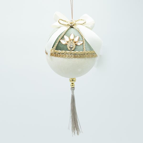 BOLA DE TERCIOPELO, BEIGE VERDE MENTA, 8X20CM