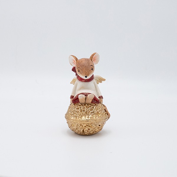 FIGURA DECORATIVA DE POLIRRESINA, RATÓN SENTADO, 6,5 X 11 CM