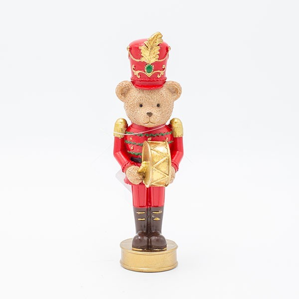 DECORACIÓN DE POLIRESINA, SOLDADO OSO CON TAMBOR, 6,5X17,5CM