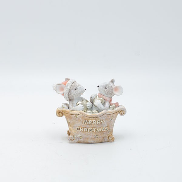 FIGURA DECORATIVA DE POLIRRESINA, RATONES EN LA BAÑERA, 9 X 7 CM.
