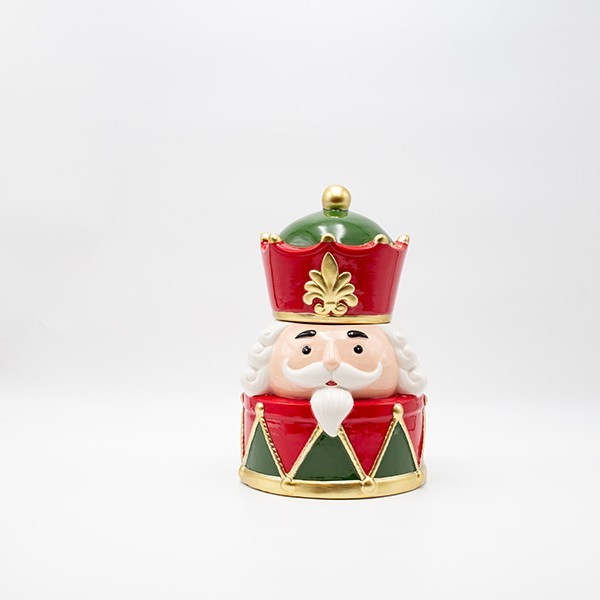 TARRO DE GALLETAS, CASCANUECES, VERDE ROJO, DECORATIVO, 18X27,3CM
