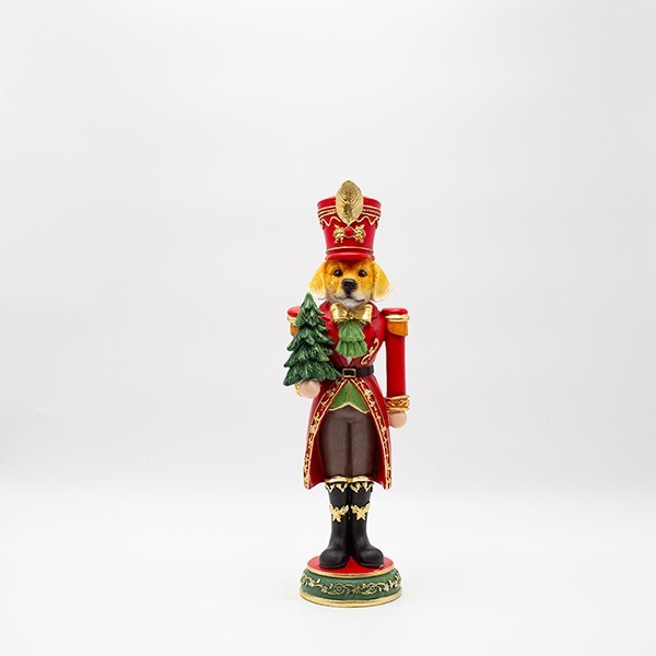 PERRO SOLDADO CON ÁRBOL, ROJO, POLIRESINA, 11,5X36,5CM