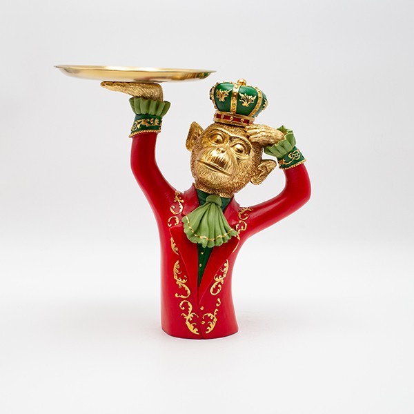 MONO CON PLATO, ROJO, POLIRESINA, 27,5X27,2CM