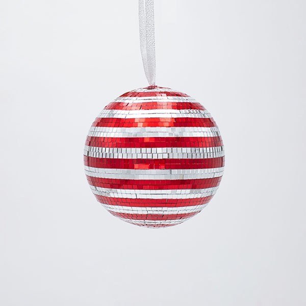 BOLA DE CRISTAL, DISCO, ROJO PLATA, 10CM