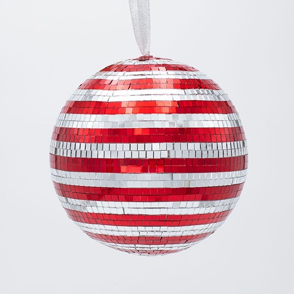 BOLA DE CRISTAL, DISCO, ROJO PLATA, 14CM