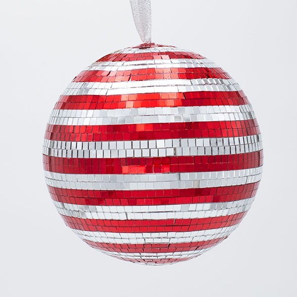 BOLA DE CRISTAL, DISCO, ROJO PLATA, 20CM