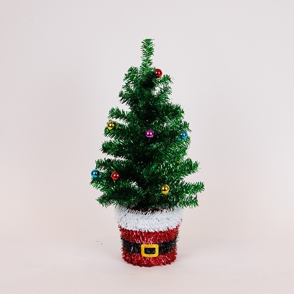 ÁRBOL DE NAVIDAD DECORADO CON BASE DE PAPÁ NOEL, VERDE, 45CM
