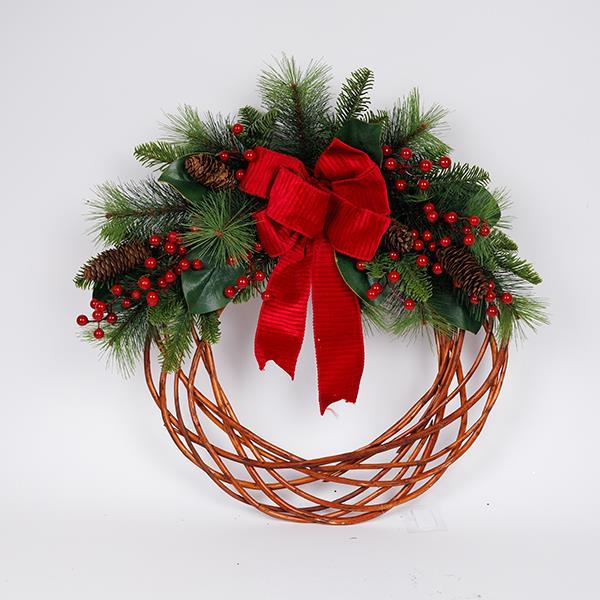 CORONA, CON CINTA ROJA, DE BAMBÚ, 66CM