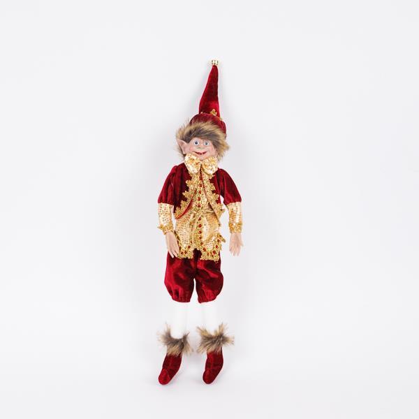 ARLEQUÍN CON VESTIDO BURDEOS, 53CM