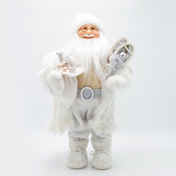 PAPÁ NOEL CON PELO BLANCO Y REGALOS, 45 CM