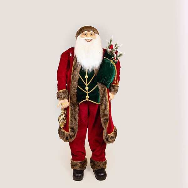 PAPÁ NOEL CON ROPA BORGOÑA Y ROJA, 150CM
