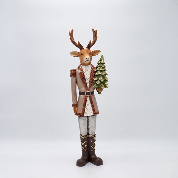 RENO DE POLIRESINA CON ÁRBOL, 41,5 CM
