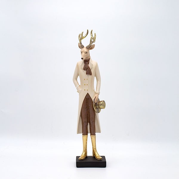 RENO DE POLIRESINA, CON HUMO Y SOMBRERO, 38 CM