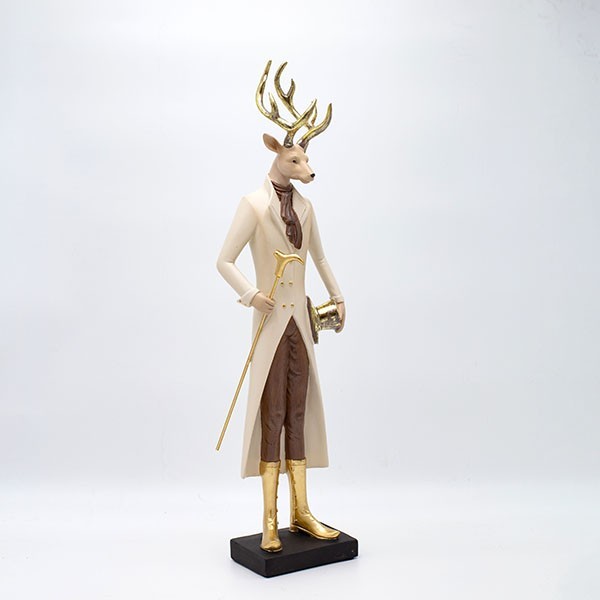 RENO DE POLIRESINA, CON HUMO Y SOMBRERO, 48 CM