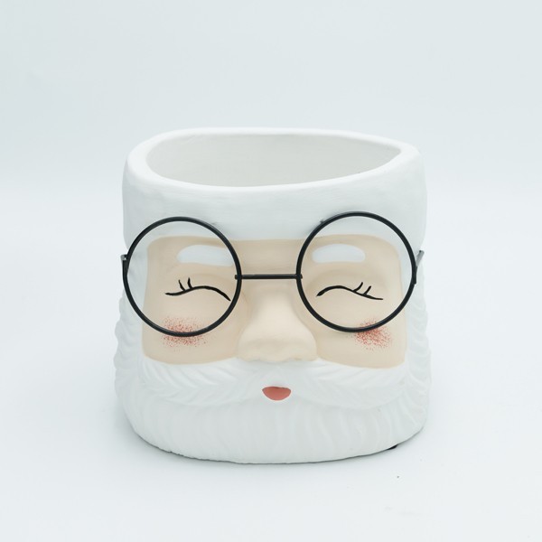 MACETA DE CEMENTO, CARA DE SANTA, 17X15,5X13CM