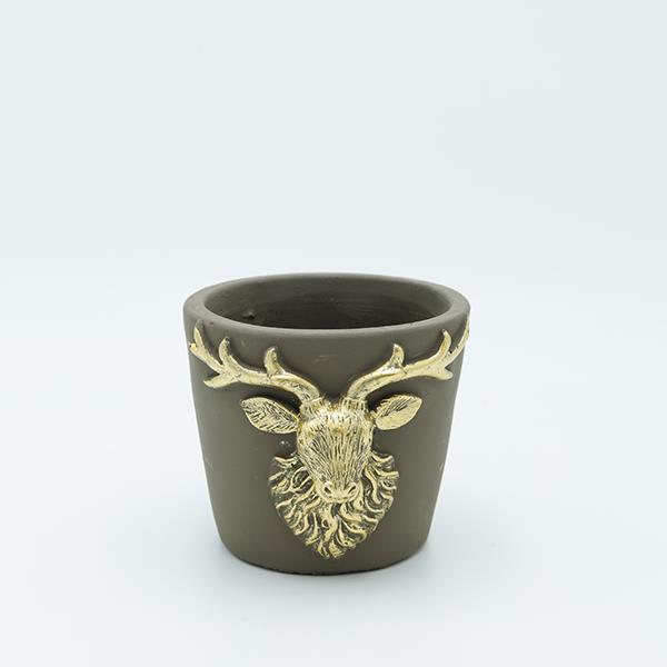 MACETA DE CEMENTO CON RELIEVE DE RENO, 12,5X11X9,5CM