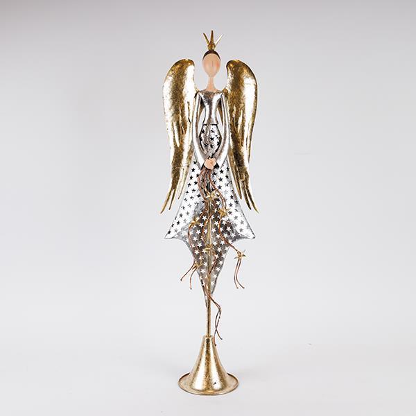 ÁNGEL CON ALAS DORADAS, METAL, 23,5X15,24X86,36CM