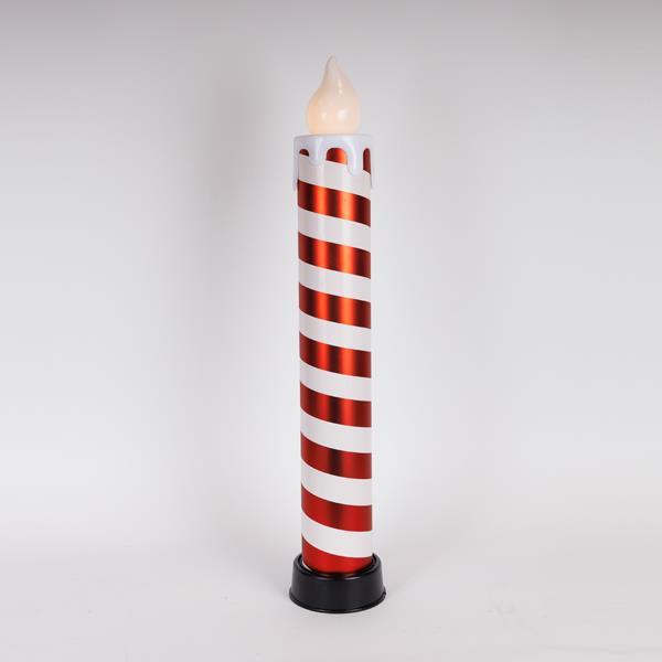 VELA ENCENDIDA 14X82, ROJA Y BLANCA, CON LLAMA MÓVIL, CAJA DE PILAS 3XAA, TEMPORIZADOR, 6 LED BLANCO CÁLIDO, IP44