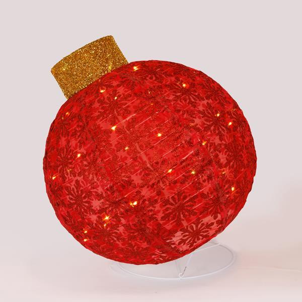 BOLA NAVIDEÑA ROJA ILUMINADA, CON BASE, ADAPTADOR DE 4,5 V, 100 LED BLANCO CÁLIDO, 64 X 64 X 77,5 CM, CABLE DE 5 M, IP44