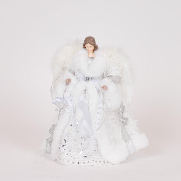 HADA, CON VESTIDO BLANCO Y COPOS DE NIEVE, 30CM