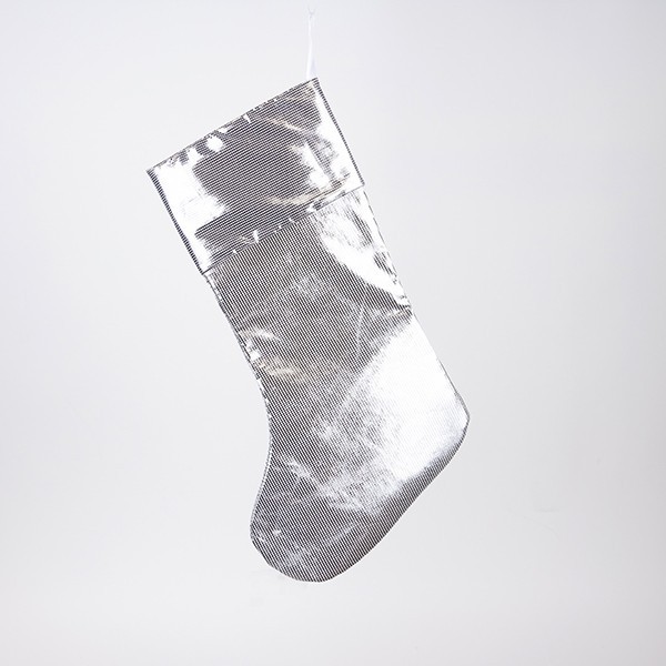 CALCETÍN METALIZADO PLATEADO, 49CM