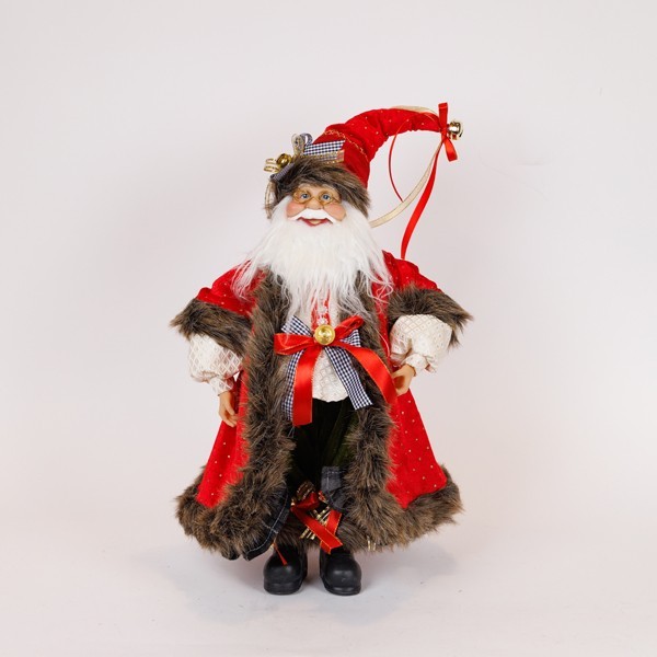 PAPÁ NOEL CON ROPA DE CUADROS ROJOS Y NEGROS, 46 CM