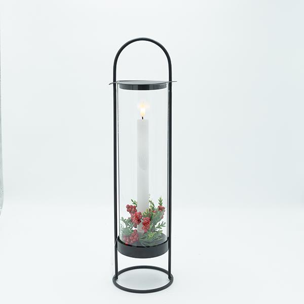 LINTERNA DE METAL NEGRA CON 1 VELA, 11,50X44CM