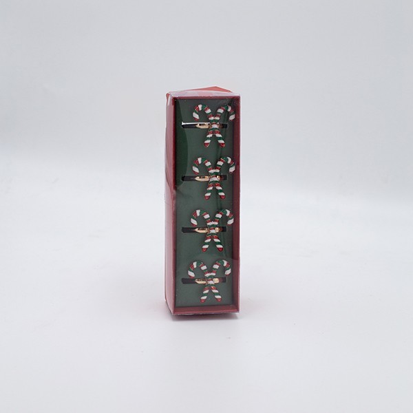 ANILLOS PARA TOALLAS, METAL, BASTONES DE CARAMELO, JUEGO DE 4 PIEZAS, 3,2 X 3,5 X 4,5 CM