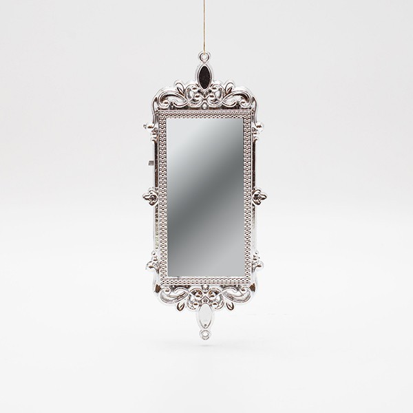 ADORNO COLGANTE, ESPEJO VINTAGE, PLATA, 17,5X7CM