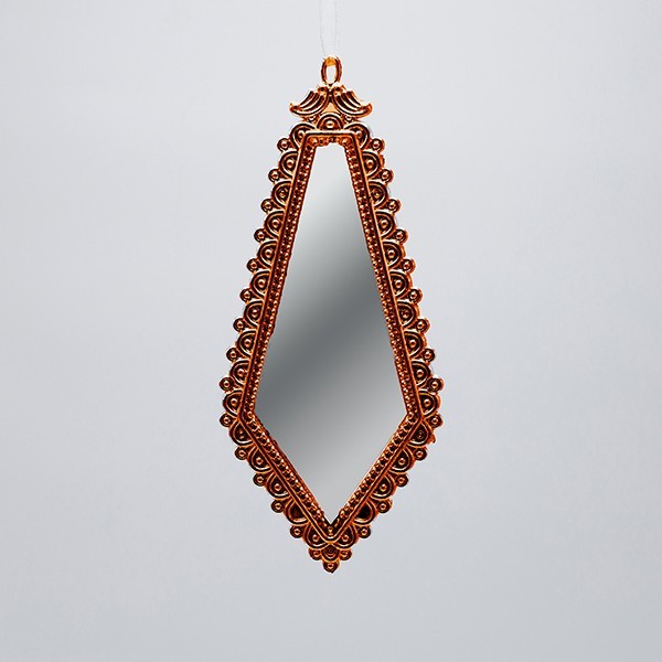 ADORNO COLGANTE, ESPEJO VINTAGE, GOTA DE BRONCE, 19X8CM