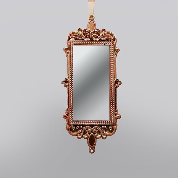 ADORNO COLGANTE, ESPEJO VINTAGE, DORADO ROJO, 17,5X7CM