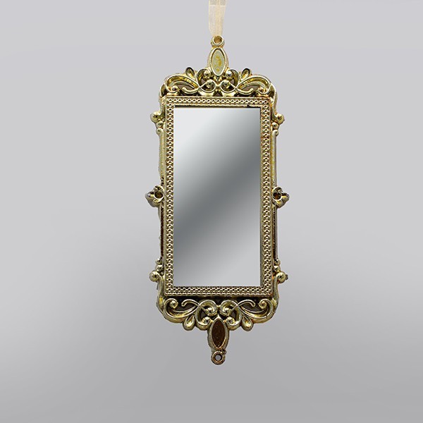 ADORNO COLGANTE, ESPEJO VINTAGE, DORADO, 17,5X7CM
