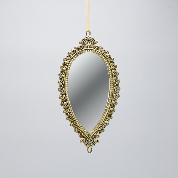 ADORNO COLGANTE, ESPEJO VINTAGE, OVALADO DORADO, 19,5X9,5CM