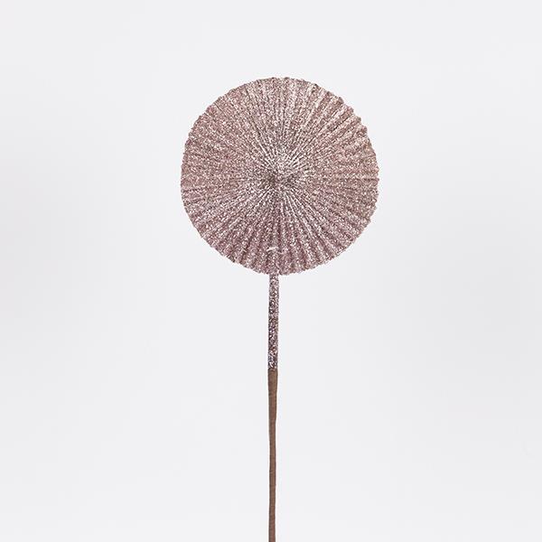 ABANICO ROSA CON BRILLO, 16X51CM
