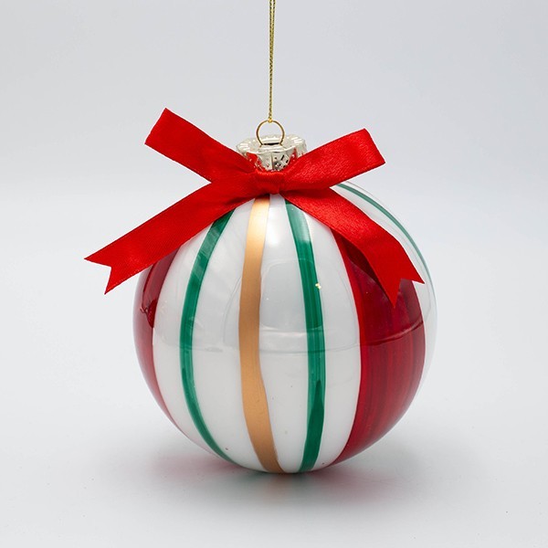 BOLA DE CRISTAL, COLOR VERDE CARAMELO, ROJO Y DORADO CON LAZO, JUEGO DE 2 PIEZAS, 12 CM