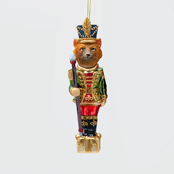 ADORNO DE POLIRESINA Y VIDRIO SOLDADO, ZORRO, 5,5X18CM