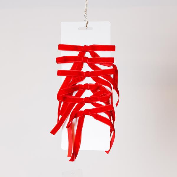 LAZOS DE TERCIOPELO PEQUEÑOS, ROJOS, SET DE 6 PIEZAS, 13X19CM