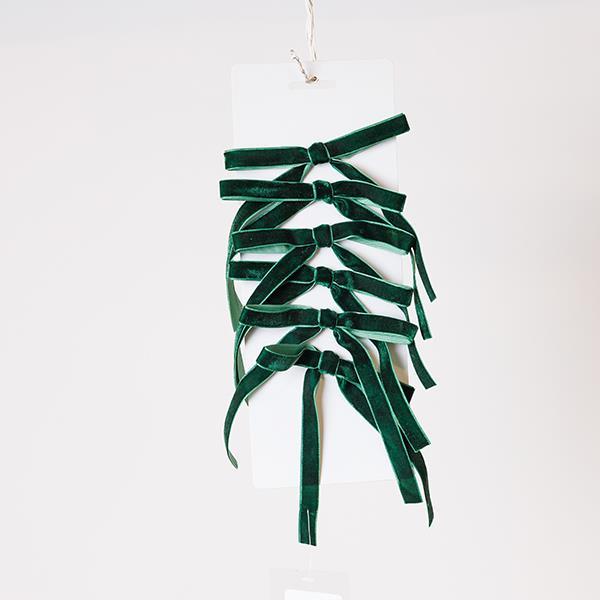LAZOS DE TERCIOPELO PEQUEÑOS, VERDE ESMERALDA, SET DE 6 PIEZAS, 13X19CM