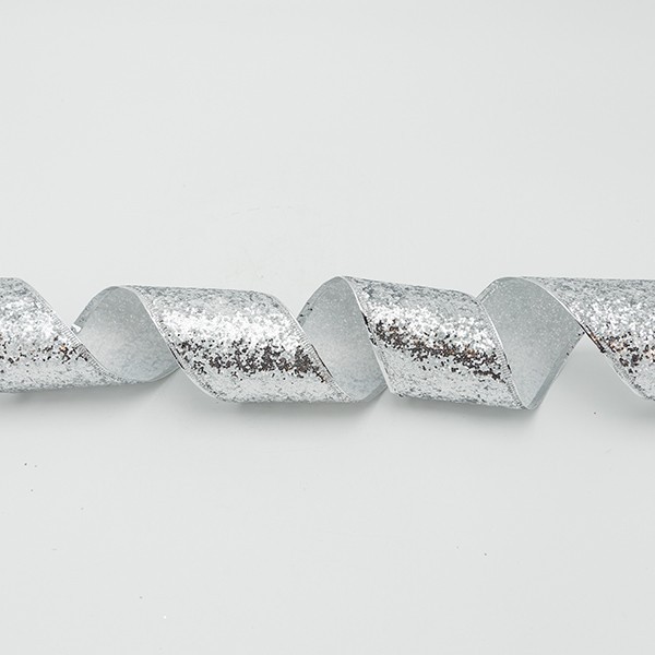 CINTA CON COPOS DE NIEVE CON BRILLO PLATEADO, 6,30 CM, 10 M