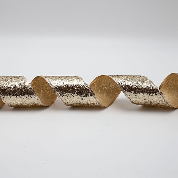 CINTA CON COPOS DE NIEVE CON BRILLO DORADO, 6,30 CM, 10 M