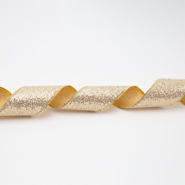 CINTA DORADA CON BRILLO, 6,30 CM, 10 M