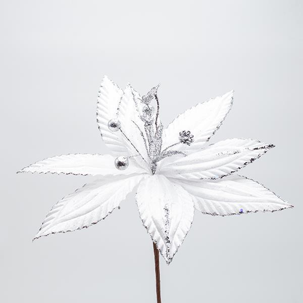 FLOR, BLANCA CON LÍNEA DE BRILLO DISCRETA, 30X20CM