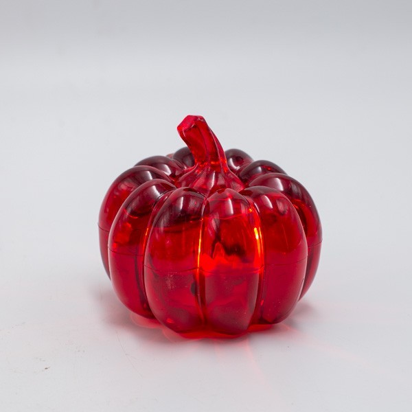 CALABAZA DE ACRÍLICO ROJO ILUMINADA, CAJA DE PILAS 3XLR44, LED BLANCO CÁLIDO, 8X8X7, IP20